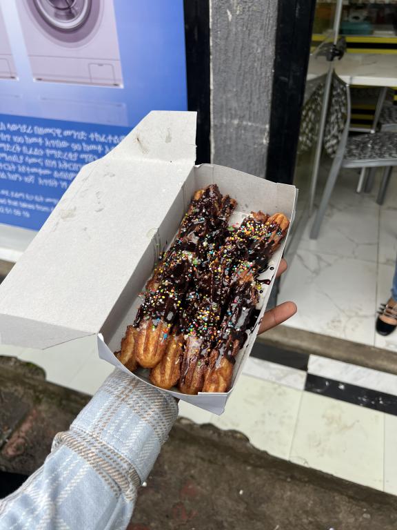 Churros with dark chocolate  image