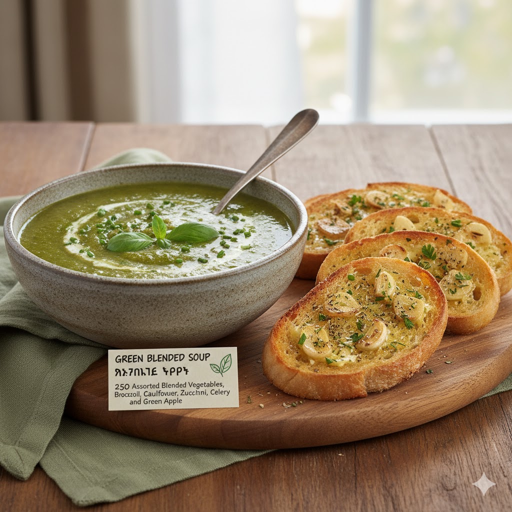 GREEN BLENDED SOUP / አረንጓዴ ሾርባ image